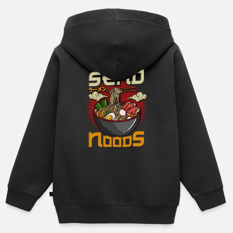 Send Noods Anime Japon Manga Crosplay Ramen Comic - Sweat Premium à capuche zippé enfant bio - noir