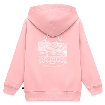 Dolomites Alpes Tyrol du Sud - Sweat Premium à capuche zippé enfant bio - rose - Dos - AI Model Kid Female (0cm)