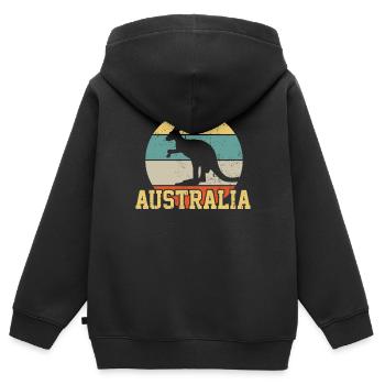 Australien - Kinder Premium Organic Zip Hoodie - Schwarz - Hinten - AI Model Kid Male (0cm)