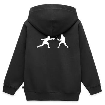 Escrime - Sweat Premium à capuche zippé enfant bio - noir - Dos - AI Model Kid Male (0cm)