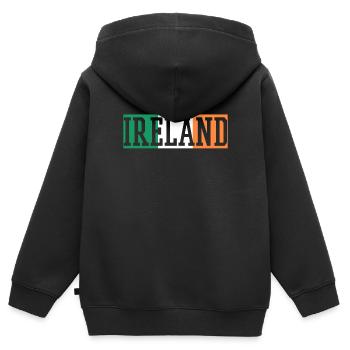 Irland - Kinder Premium Organic Zip Hoodie - Schwarz - Hinten - AI Model Kid Male (0cm)