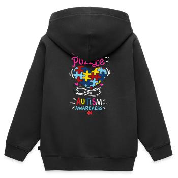 Autismus - Kinder Premium Organic Zip Hoodie - Schwarz - Hinten - AI Model Kid Male (0cm)