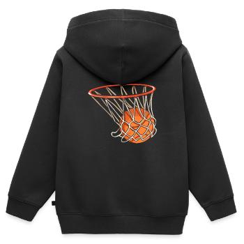 Basket-ball panier - Sweat Premium à capuche zippé enfant bio - noir - Dos - AI Model Kid Male (0cm)