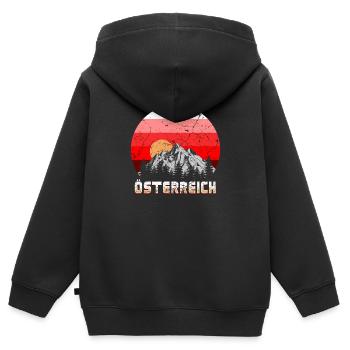 Österreich Alpen - Kinder Premium Organic Zip Hoodie - Schwarz - Hinten - AI Model Kid Male (0cm)