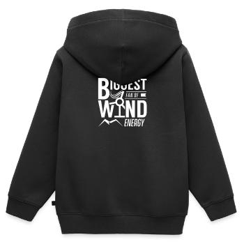 Éolienne énergie éolienne roue éolienne vent énergie éolienne - Sweat Premium à capuche zippé enfant bio - noir - Dos - AI Model Kid Male (0cm)
