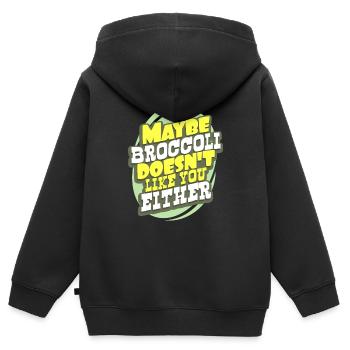Brokkoli - Kinder Premium Organic Zip Hoodie - Schwarz - Hinten - AI Model Kid Male (0cm)