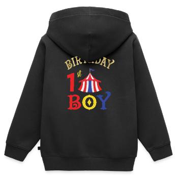 Premier anniversaire - Sweat Premium à capuche zippé enfant bio - noir - Dos - AI Model Kid Male (0cm)