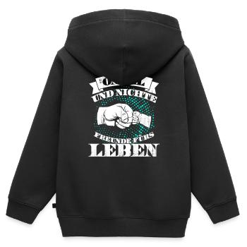 onkel und nichte - Kinder Premium Organic Zip Hoodie - Schwarz - Hinten - AI Model Kid Male (0cm)