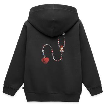 Stéthoscope infirmière - Sweat Premium à capuche zippé enfant bio - noir - Dos - AI Model Kid Male (0cm)