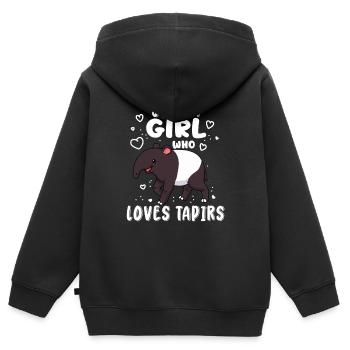 Tapir Shirt Ladies Tapir Gift Tapis de selle Tapir - Sweat Premium à capuche zippé enfant bio - noir - Dos - AI Model Kid Male (0cm)