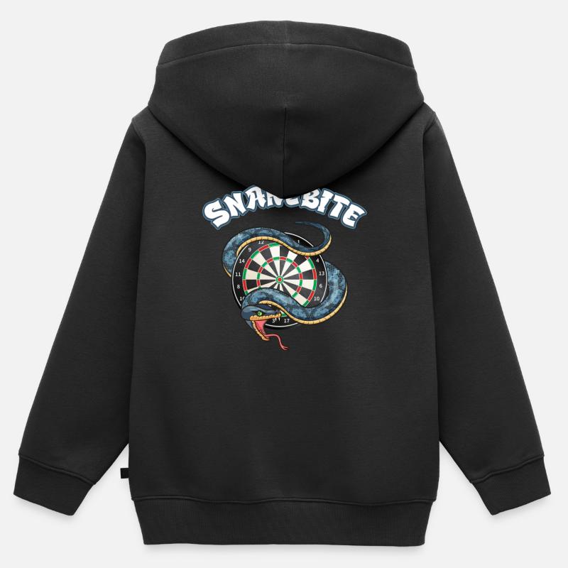 Darts Snakebite Dartboard Snake - Kinder Premium Organic Zip Hoodie - Schwarz