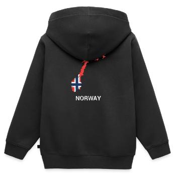 Norwegen (Norge Noreg) Landkarte & Flagge - Kinder Premium Organic Zip Hoodie - Schwarz - Hinten - AI Model Kid Male (0cm)