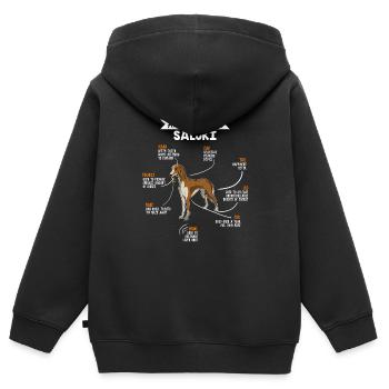Saluki Anatomie Hunde Geschenk - Kinder Premium Organic Zip Hoodie - Schwarz - Hinten - AI Model Kid Male (0cm)