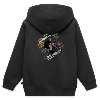 Rad Fahren - Kinder Premium Organic Zip Hoodie - Schwarz - Hinten - AI Model Kid Male (0cm)