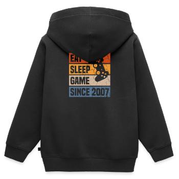 Eat Sleep Game Since 2007 Gamer 13. Geburtstag - Kinder Premium Organic Zip Hoodie - Schwarz - Hinten - AI Model Kid Male (0cm)
