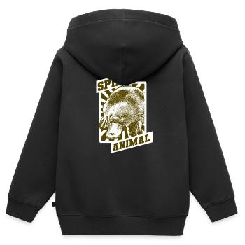 Retro-bec cadeau - Sweat Premium à capuche zippé enfant bio - noir - Dos - AI Model Kid Male (0cm)