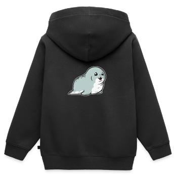 Süße Robbe Seehund Seerobbe Geschenk - Kinder Premium Organic Zip Hoodie - Schwarz - Hinten - AI Model Kid Male (0cm)