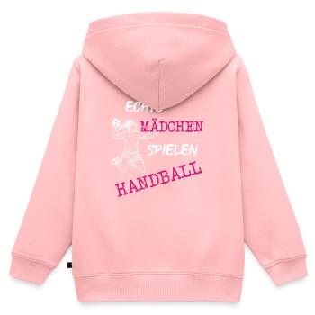 echte Mädchen spielen Handball - Kinder Premium Organic Zip Hoodie - Rosa - Hinten - AI Model Kid Female (0cm)