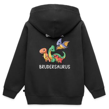 Tshirt Großer Brudersaurus 2020 Bruder Geschwister - Kinder Premium Organic Zip Hoodie - Schwarz - Hinten - AI Model Kid Male (0cm)