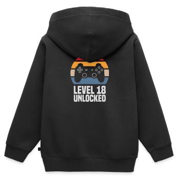 Level 18 Unlocked 18. Geburtstag Gamer Zocker - Kinder Premium Organic Zip Hoodie - Schwarz - Hinten - AI Model Kid Male (0cm)