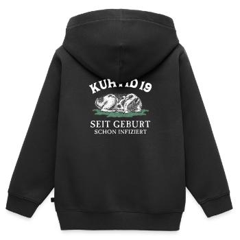 Corona Covid Kuh Landwirtschaft - Kinder Premium Organic Zip Hoodie - Schwarz - Hinten - AI Model Kid Male (0cm)