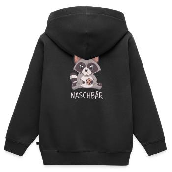 Naschbär I Waschbär mit Keks süßes Anime Cartoon - Kinder Premium Organic Zip Hoodie - Schwarz - Hinten - AI Model Kid Male (0cm)