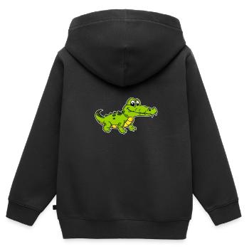Süßer Aligator Krokodil Reptil - Kinder Premium Organic Zip Hoodie - Schwarz - Hinten - AI Model Kid Male (0cm)