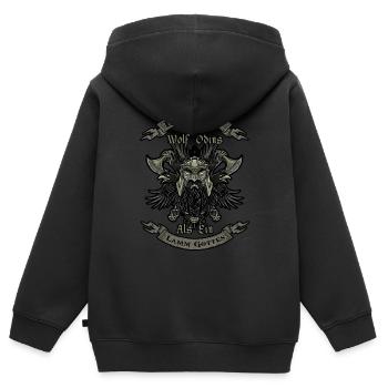 odins loup viking celtique walhalla - Sweat Premium à capuche zippé enfant bio - noir - Dos - AI Model Kid Male (0cm)