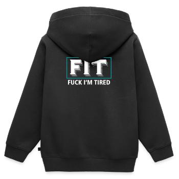 Fatigué - Sweat Premium à capuche zippé enfant bio - noir - Dos - AI Model Kid Male (0cm)