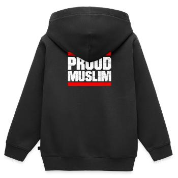 FUN COOL FIER MUSULM RAMADAN ISLAM RELIGION - Sweat Premium à capuche zippé enfant bio - noir - Dos - AI Model Kid Male (0cm)