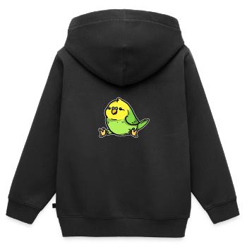 Süßer Wellensittich Welli Singvogel Geschenk - Kinder Premium Organic Zip Hoodie - Schwarz - Hinten - AI Model Kid Male (0cm)