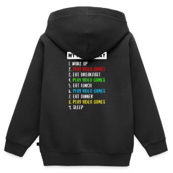 Console de jeu Gamer Cadeau amusant - Sweat Premium à capuche zippé enfant bio - noir - Dos - AI Model Kid Male (0cm)