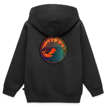 Dragon metallic / Dragon metallic scrach - Kids Premium Organic Zip-up Hoodie - black - Back - AI Model Kid Male (0cm)