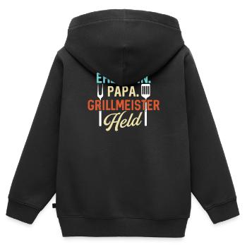 Ehemann Papa Grillmeister Held - Kinder Premium Organic Zip Hoodie - Schwarz - Hinten - AI Model Kid Male (0cm)