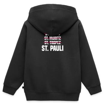 St. Pauli Sankt Pauli Hamburg Norddeutschland - Kinder Premium Organic Zip Hoodie - Schwarz - Hinten - AI Model Kid Male (0cm)