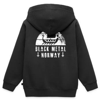 Black Metal Norwegen mit Wikingerschiff Geschenk - Kinder Premium Organic Zip Hoodie - Schwarz - Hinten - AI Model Kid Male (0cm)