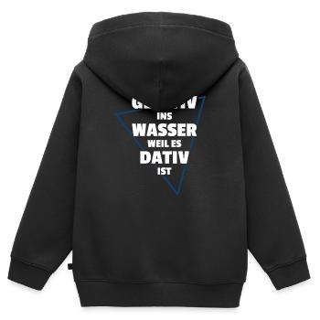 GENITIV INS WASSER WEIL ES DATIV IST - Kinder Premium Organic Zip Hoodie - Schwarz - Hinten - AI Model Kid Male (0cm)
