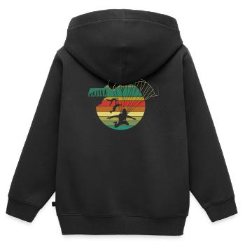 Saut en parachute parachutisme - Sweat Premium à capuche zippé enfant bio - noir - Dos - AI Model Kid Male (0cm)