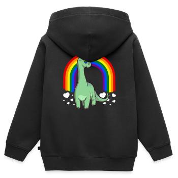 Brontosaurus Dinosaurier Homosexuell Stolz Regenbogen LGBTQ - Kinder Premium Organic Zip Hoodie - Schwarz - Hinten - AI Model Kid Male (0cm)