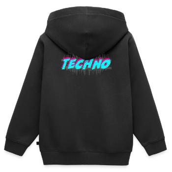 Techno - Kinder Premium Organic Zip Hoodie - Schwarz - Hinten - AI Model Kid Male (0cm)
