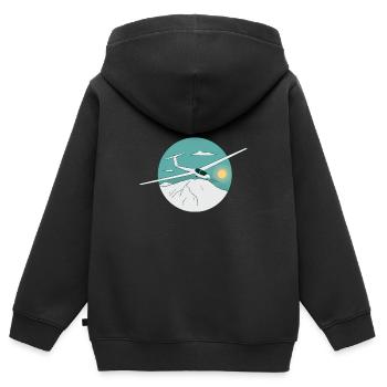 Planeurs Planeurs Planeurs - Sweat Premium à capuche zippé enfant bio - noir - Dos - AI Model Kid Male (0cm)