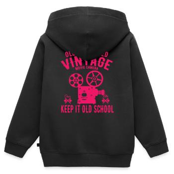 Movie Filme Vintage - Kinder Premium Organic Zip Hoodie - Schwarz - Hinten - AI Model Kid Male (0cm)
