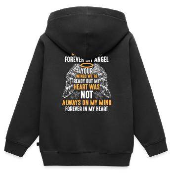 Mari ciel ange mémoire veuve mari - Sweat Premium à capuche zippé enfant bio - noir - Dos - AI Model Kid Male (0cm)