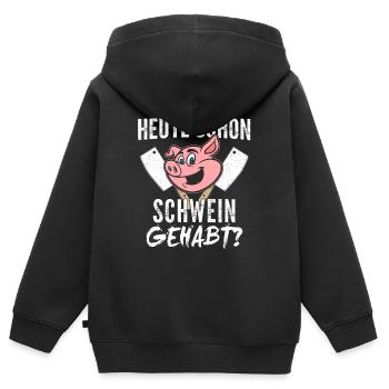 Heute Schon Schwein Gehabt Metzger - Kinder Premium Organic Zip Hoodie - Schwarz - Hinten - AI Model Kid Male (0cm)