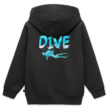 Diver Dive Divemaster Diving Diver Sea - Sweat Premium à capuche zippé enfant bio - noir - Dos - AI Model Kid Male (0cm)