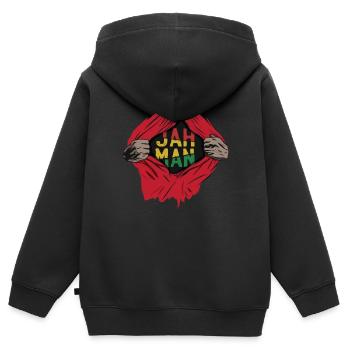 Reggae Dread Rasta Jamaïque - Sweat Premium à capuche zippé enfant bio - noir - Dos - AI Model Kid Male (0cm)