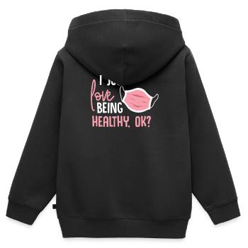 Gesichtsmaske Maske Mundschutz Corona Gesund - Kinder Premium Organic Zip Hoodie - Schwarz - Hinten - AI Model Kid Male (0cm)