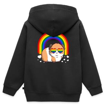 LGBTQ Meerschweinchen Homosexuell Stolz Regenbogen - Kinder Premium Organic Zip Hoodie - Schwarz - Hinten - AI Model Kid Male (0cm)
