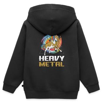 Heavy Metal Metaller - Kinder Premium Organic Zip Hoodie - Schwarz - Hinten - AI Model Kid Male (0cm)