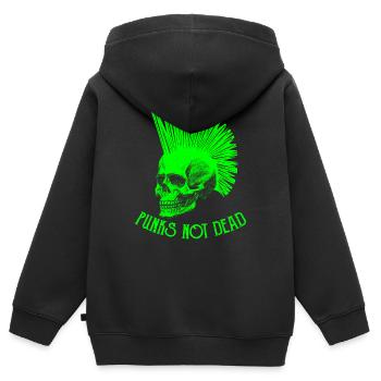 Punks not dead saying punk hairstyle skull - Kids Premium Organic Zip-up Hoodie - black - Back - AI Model Kid Male (0cm)